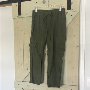 J. Crew Green Ankle Cropped Pants with Durable Fabric